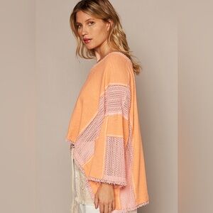 POL “ Golden Glow “ Crochet Top | Orange + Pink